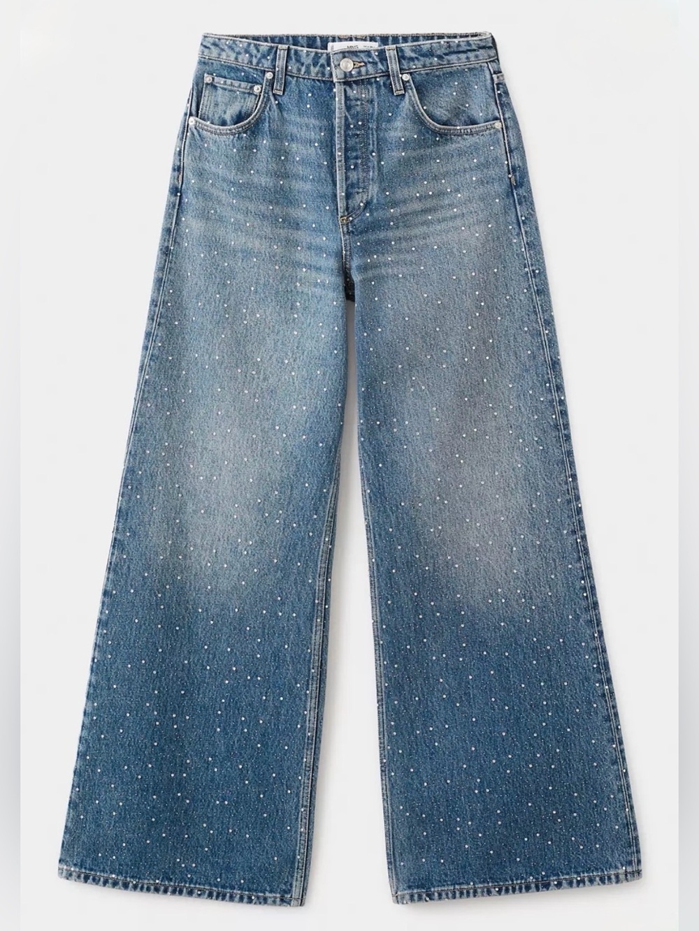 Wide leg jeans with rhinestones